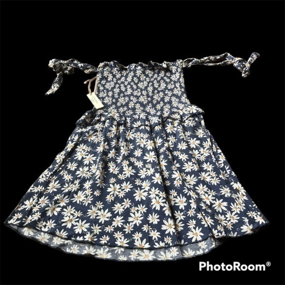 New Ocean Drive daisy floral dress with tie off the shoulder sleeves